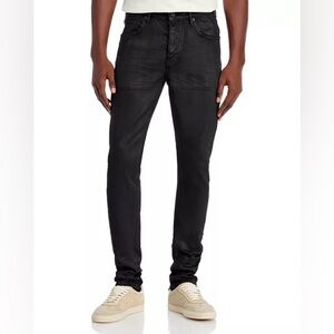 Purple Brand 3-D Resin Skinny Fit Jeans in Black Repair